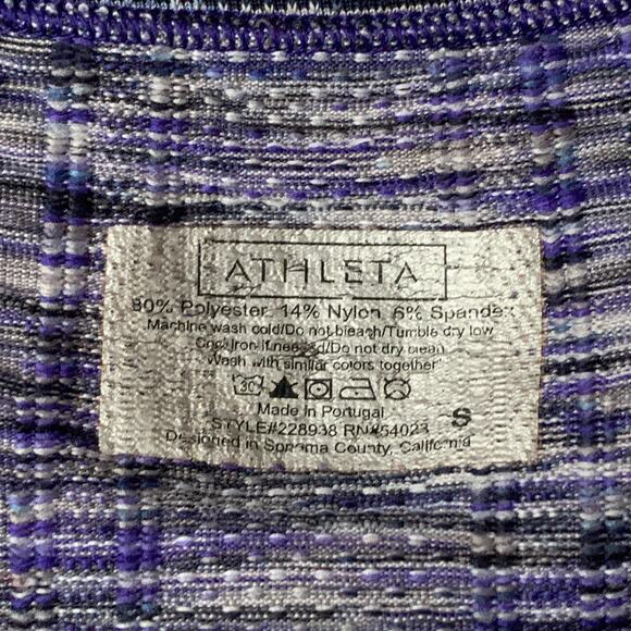 Athleta Blue Space Dye Sleeveless Athletic Shirt Ruched Bottom - Picture 8 of 10